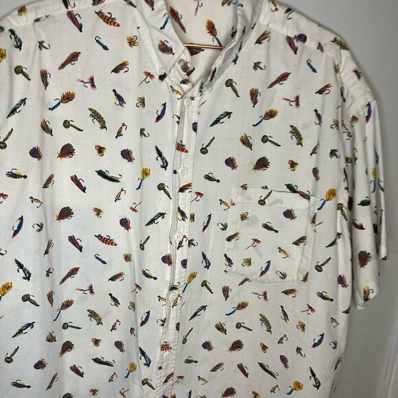 Vintage Columbia White Fish Lure Design Short Sleeve Button Down Shirt Size M - Picture 4 of 9